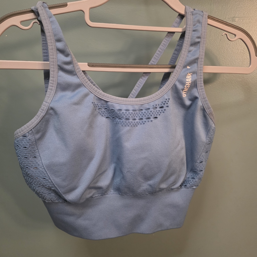 Gymshark Women's Blue Energy+ Seamless Sports Bra/Crop Top